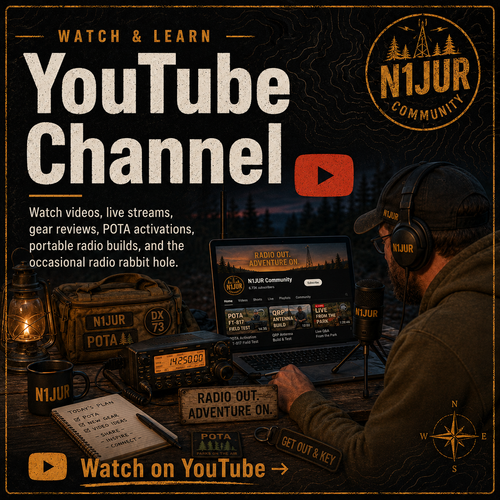 N1JUR YouTube video library with ham radio videos, POTA activations, gear reviews, and live streams