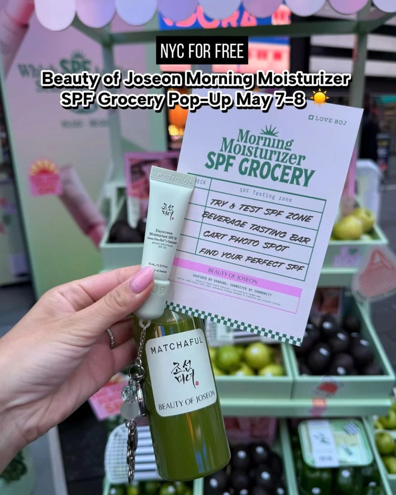 Beauty of Joseon Morning Moisturizer SPF Grocery Pop-Up  May 7-8☀️ #BOJpartner

@beautyofjoseon_official has transformed the heart of Times Square into a &ldquo;SPF Grocery&rdquo;, where you can explore the new Dayscreen Moisturizer SPF 30 alongside 
