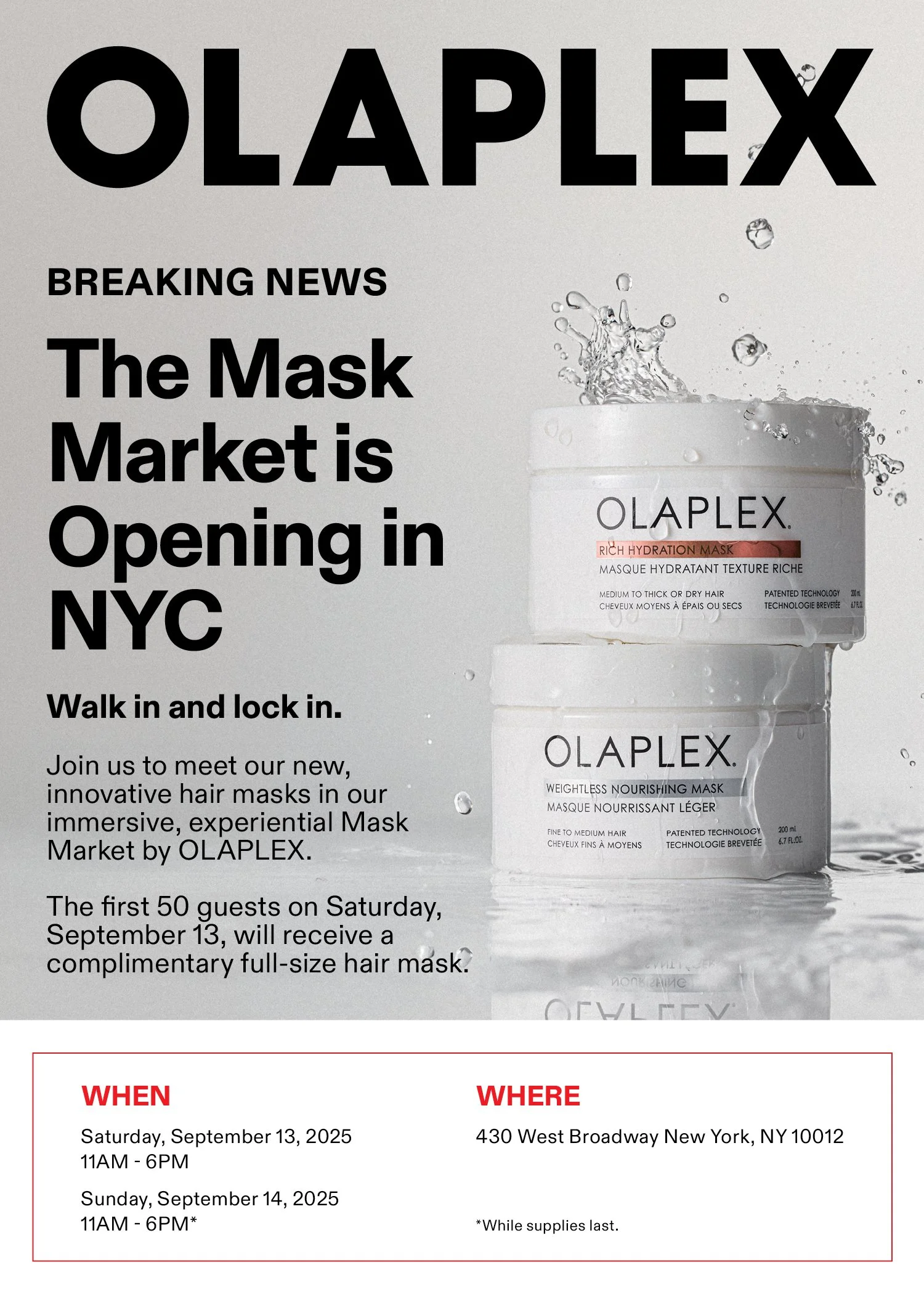 OLAPLEX The Mask Market — NYC for FREE
