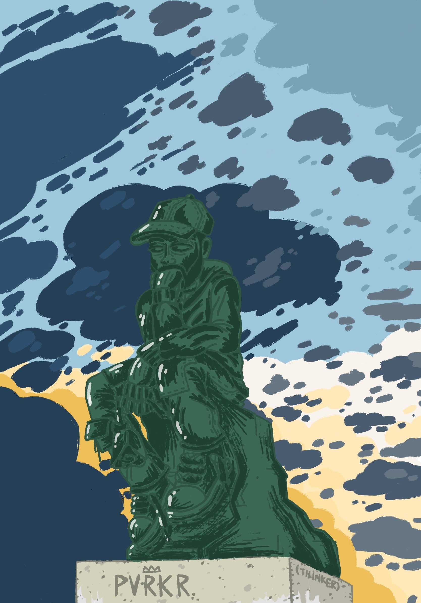 the thinker statue remake.