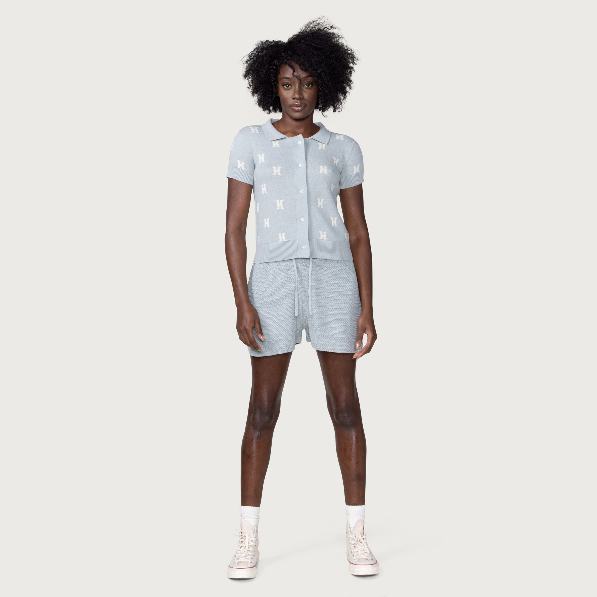 HTG_WMNS SP23 D2_MONOGRAM POLO BUTTON UP_SLATE_01.jpeg