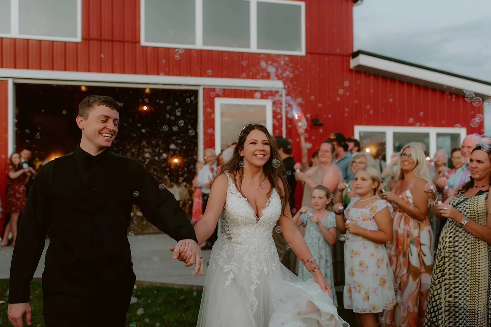 bride and groom exit