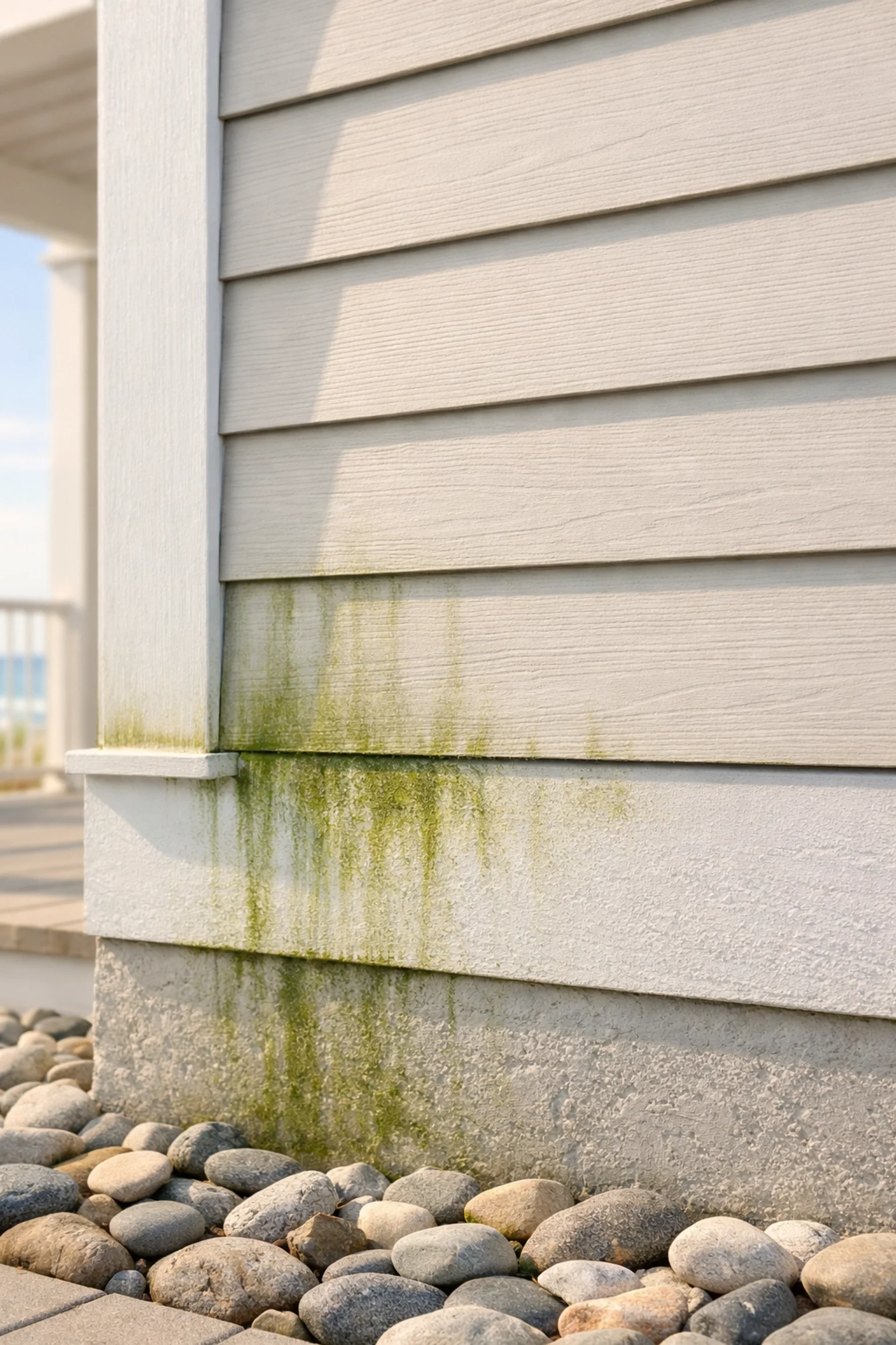Mold, mildew, or fungus growth can indicate siding that is holding onto water.