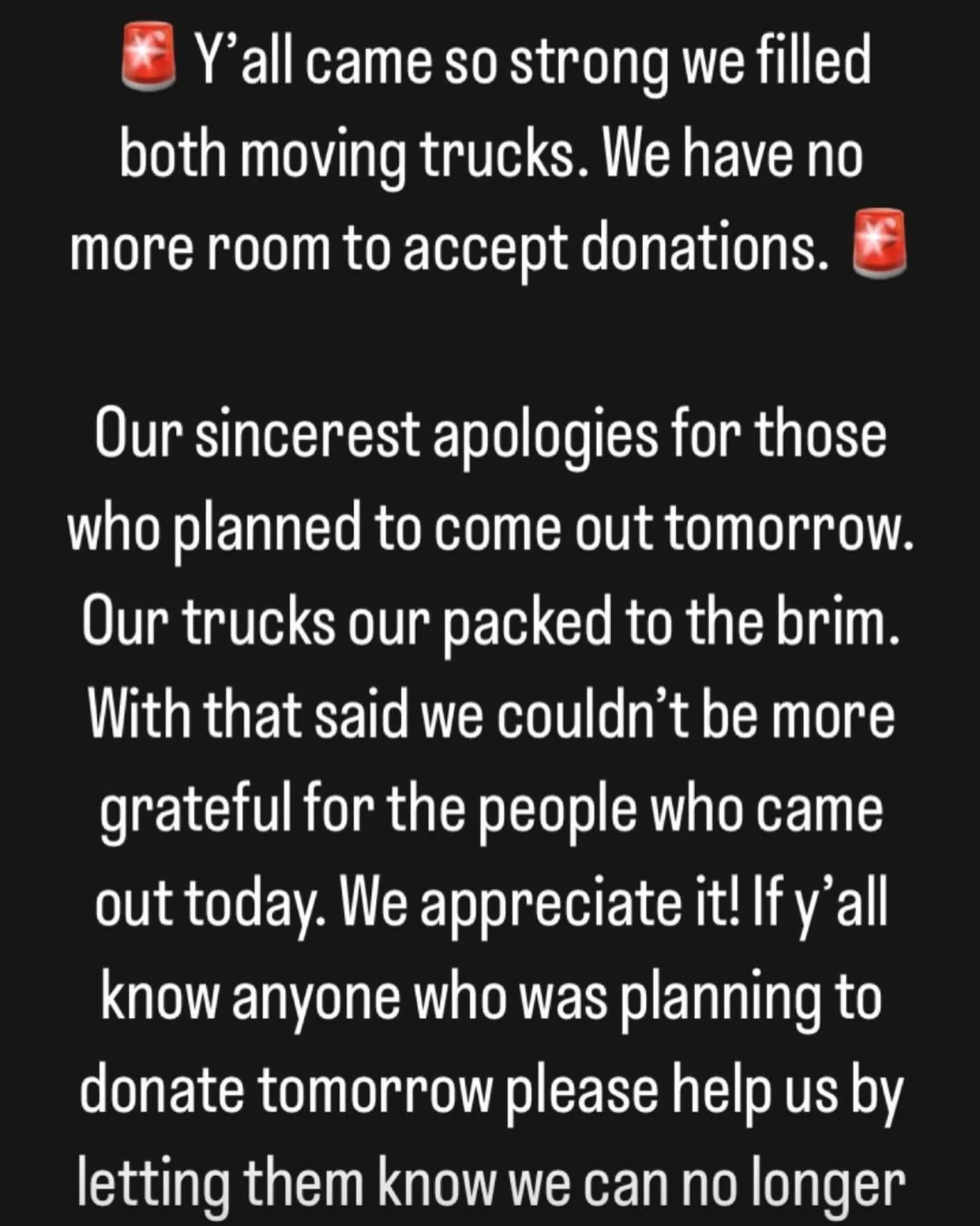 🚨 UPDATE - Capitol Church right by the Village 2760 e Fairview is taking donations for fire victims today until 6pm! Wow wow wow&hellip; y&rsquo;all are unreal. Our team is just now wrapping up from 10am - filled not 1 but 2 trucks&hellip; unbelieva