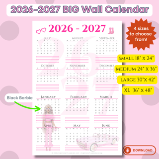 2026-2027 Barbie style Pink Academic Calendar
