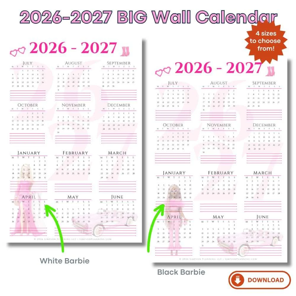 PINK COLLECTION: Barbie Academic Big Wall Calendar