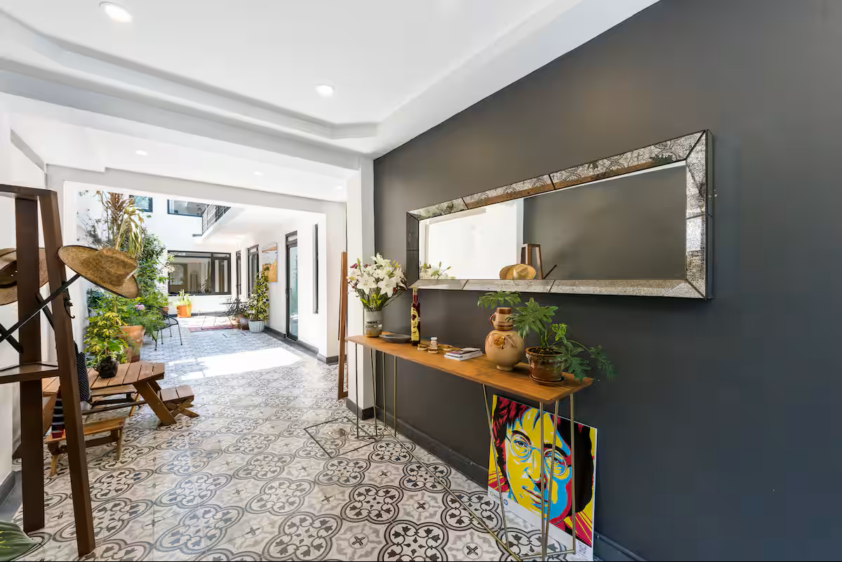Entryway in House on Zamora in Mexico City, accommodations for our retreat and cultural immersion