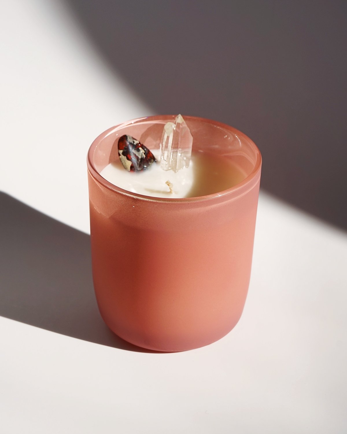 Quartz + Red Jasper Crystal Candle