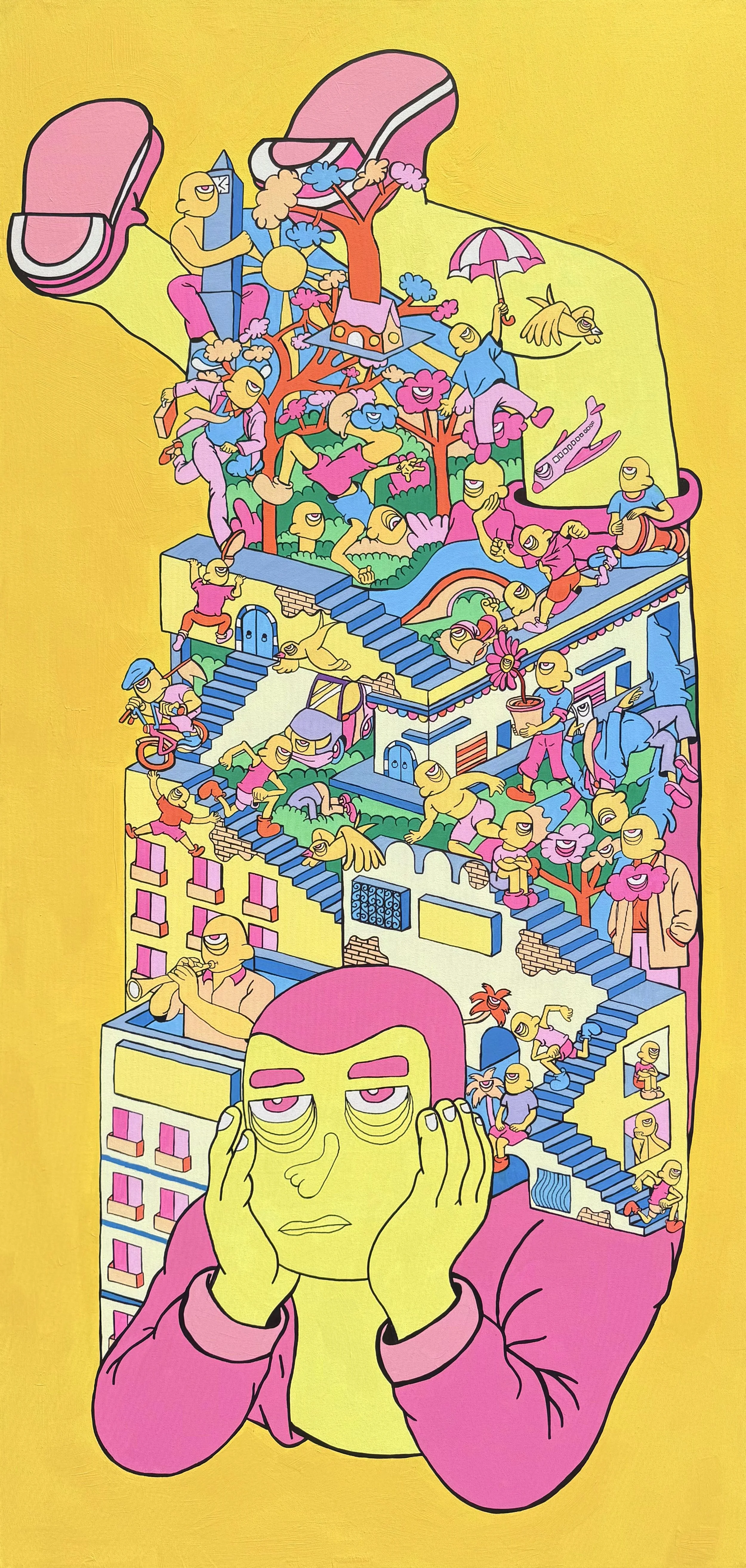 Meet you in the maze, Acrylics on canvas, 94x195cm, 2025..jpeg