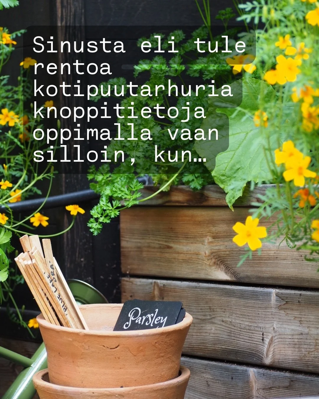 🎶 On niin helppo olla onnellinen 😍

🎵Relax, take it eeeeasy 😎

Sit&auml; vaan, ett&auml; pingotus ja ep&auml;varmuuden aiheuttama stressi maailman ihanimmassa  paikassa eli puutarhassa on niin turhaa.

Pihailon kurssijengiss&auml; verenpaineet me