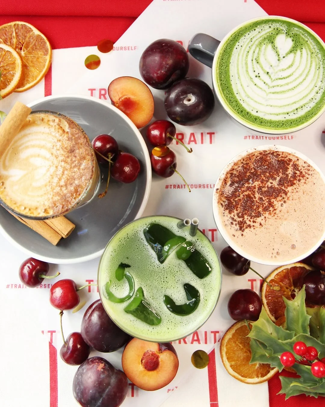 Our baristas have come up with a very festive line up of new drinks to see you through the holidays 🎄✨  💜 SUGAR PLUM FIZZ - Plum Matcha Spritz made with @jenkimatcha &amp; plum puree, topped with sparkling water

🍒 CHERRY TRAITMAS - Cherry Hot Cho