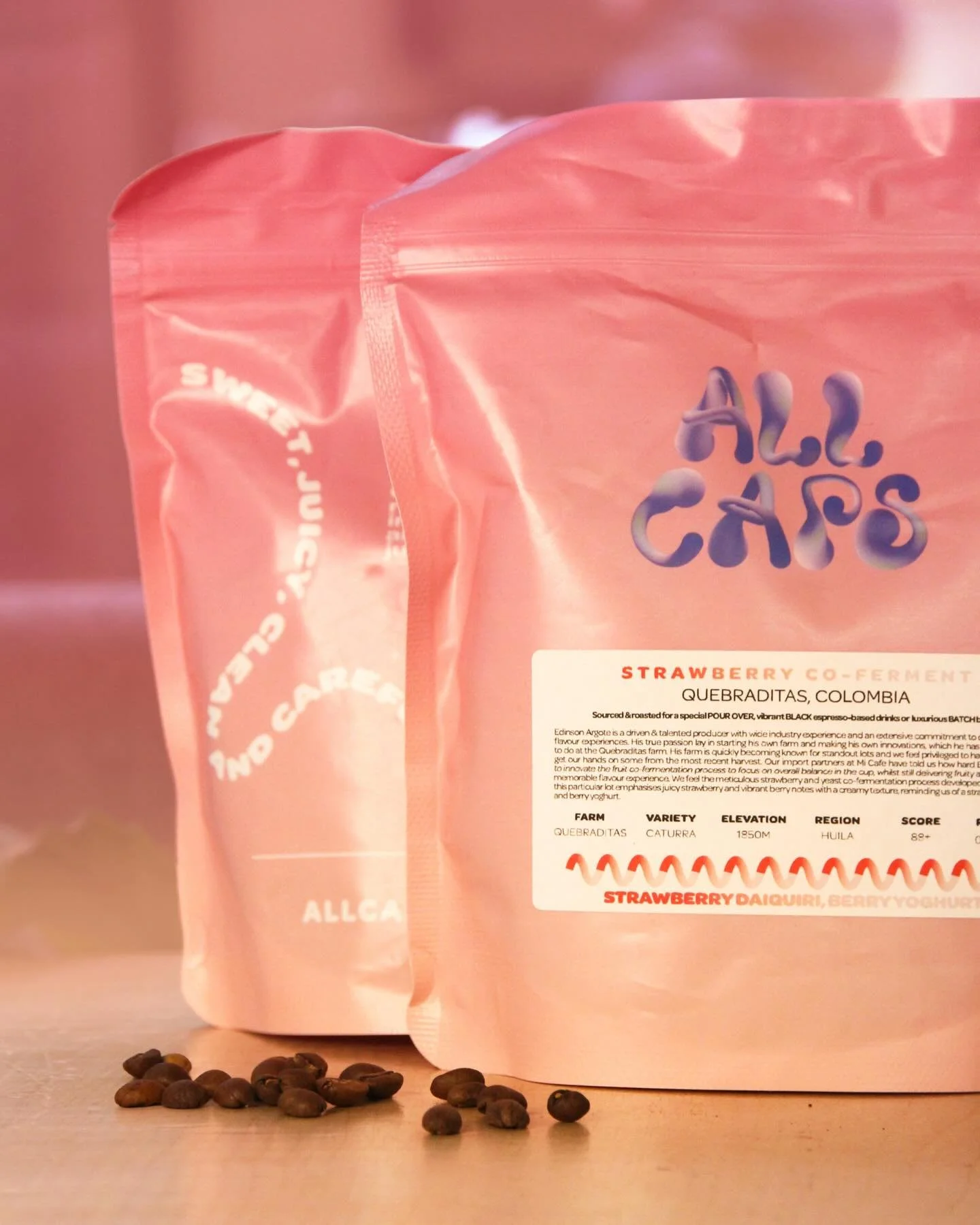🍓Strawberry daiquiri &amp; berry yoghurt🍓

Try the taste of @allcaps_coffee from your home 🩷☕️

The strawberry and yeast co-fermentation process used emphasises juicy strawberry and vibrant berry notes with a creamy texture.

Process: Strawberry &