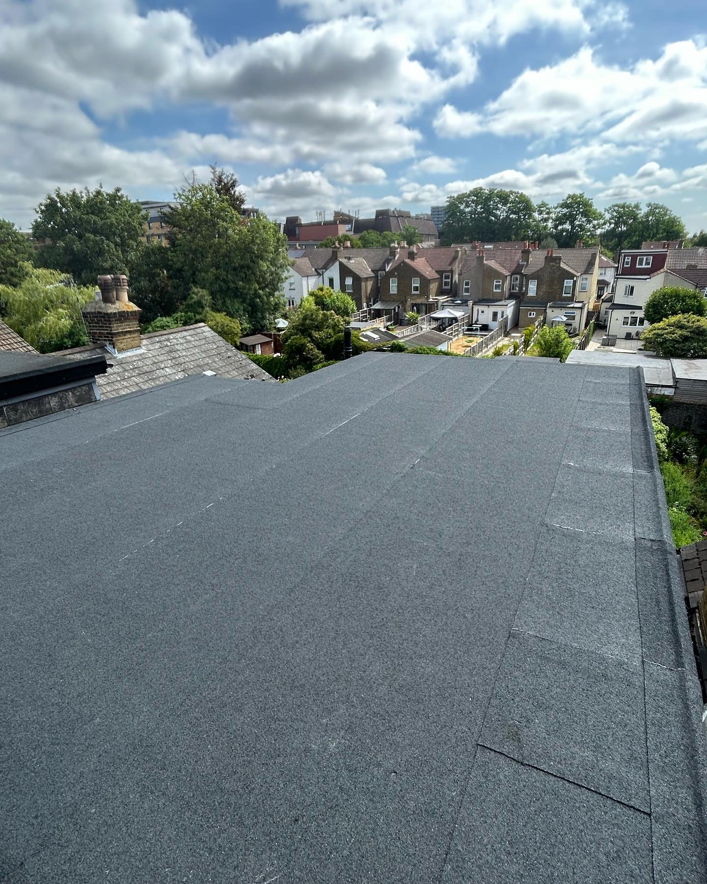 A flat roof we completed today on a dormer in bexleyheath using a 3 layer touch on felt system. Visit www.sapsford.Co