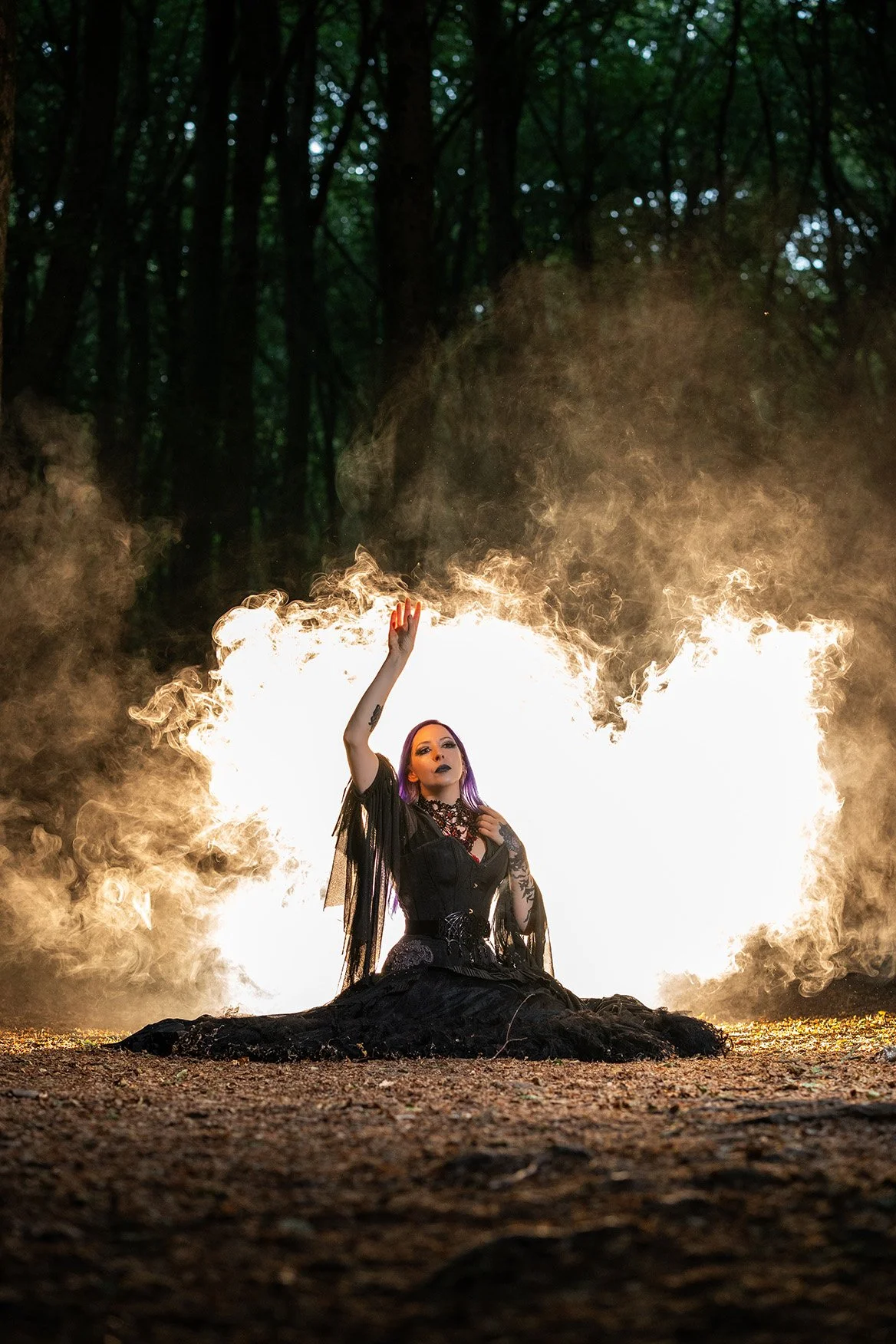 fashion shoot in the forest with a smoke machine.jpg
