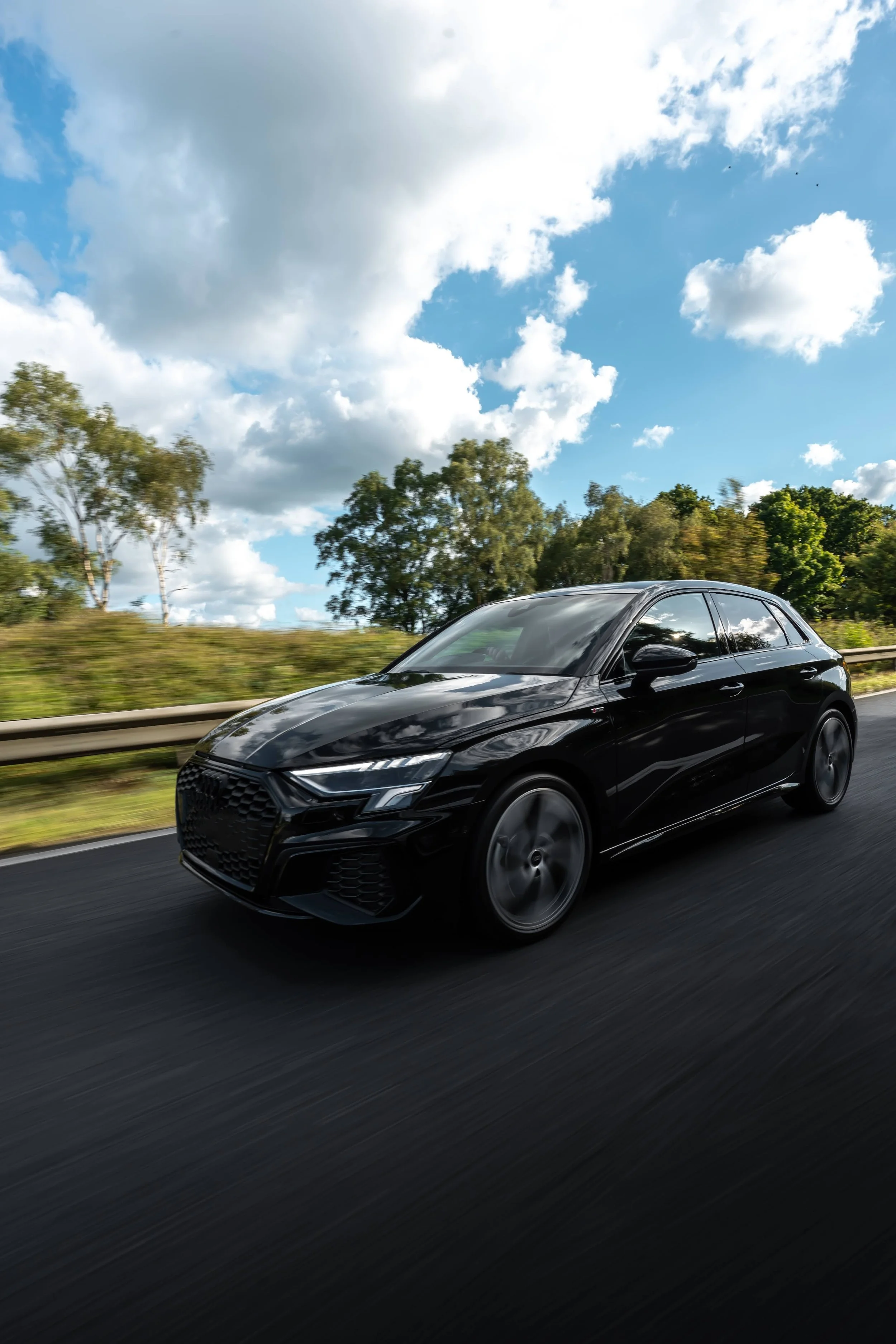Rolling shot of Audi A3 in New Forest