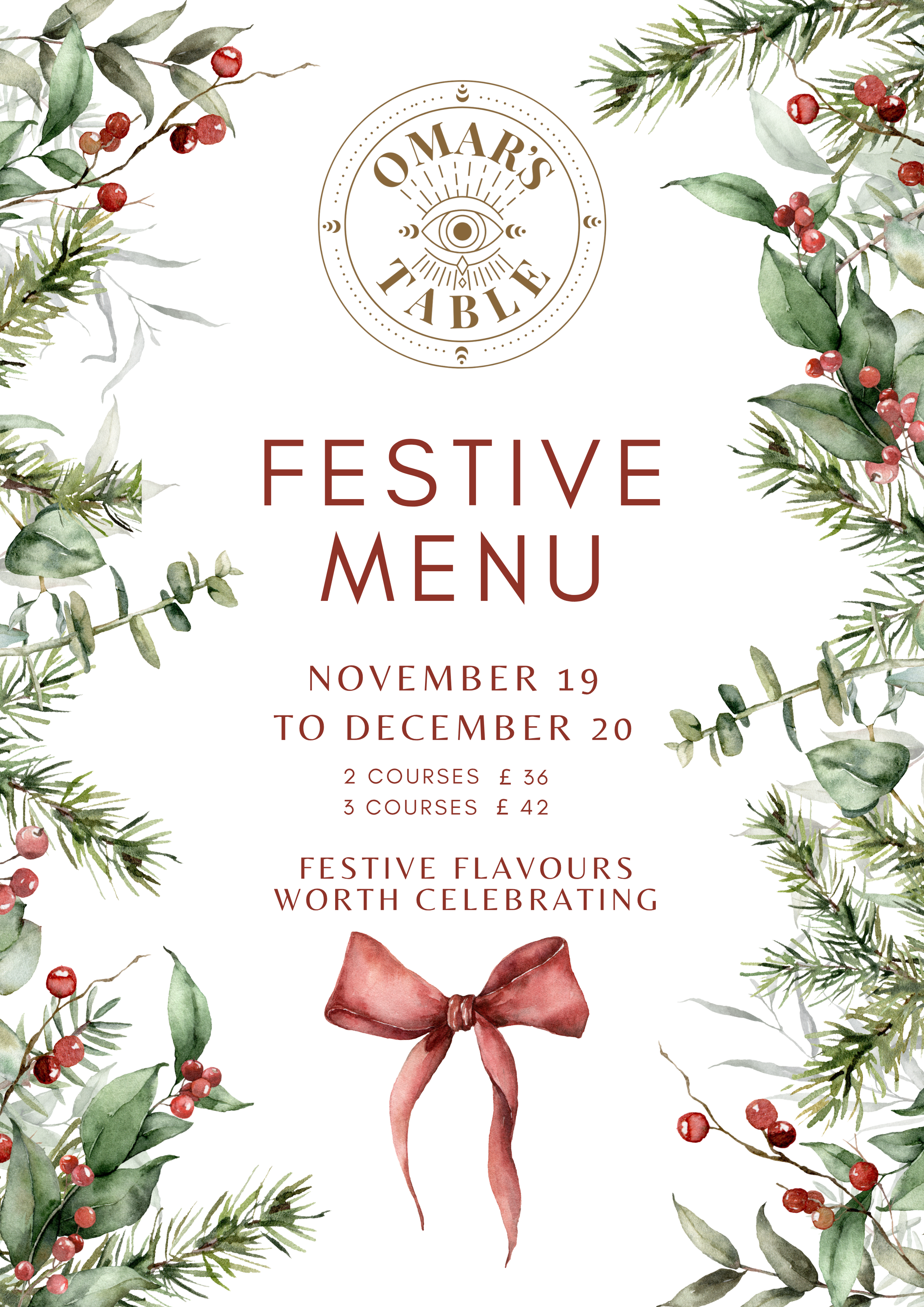 Festive Menu at Omars Table