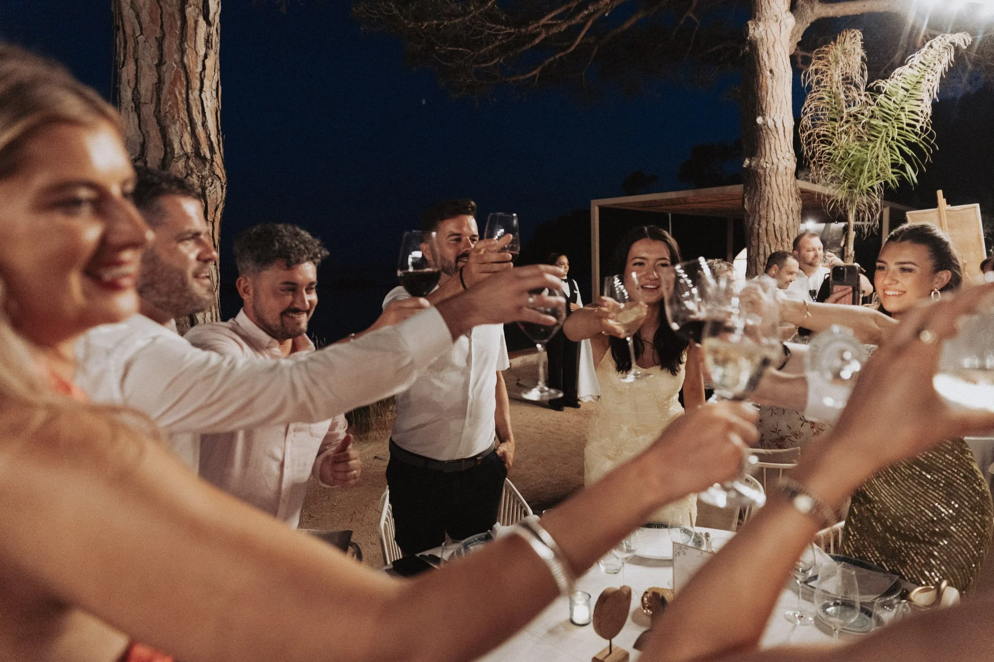 wedding-guests-toast-at-dinner-candid-photo-mas-huix-girona-destination-wedding-photographer .jpg