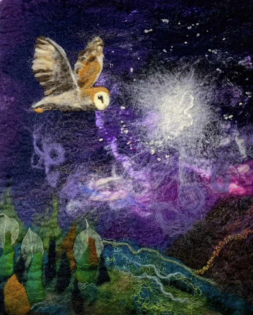Wet Felted Midnight Owl