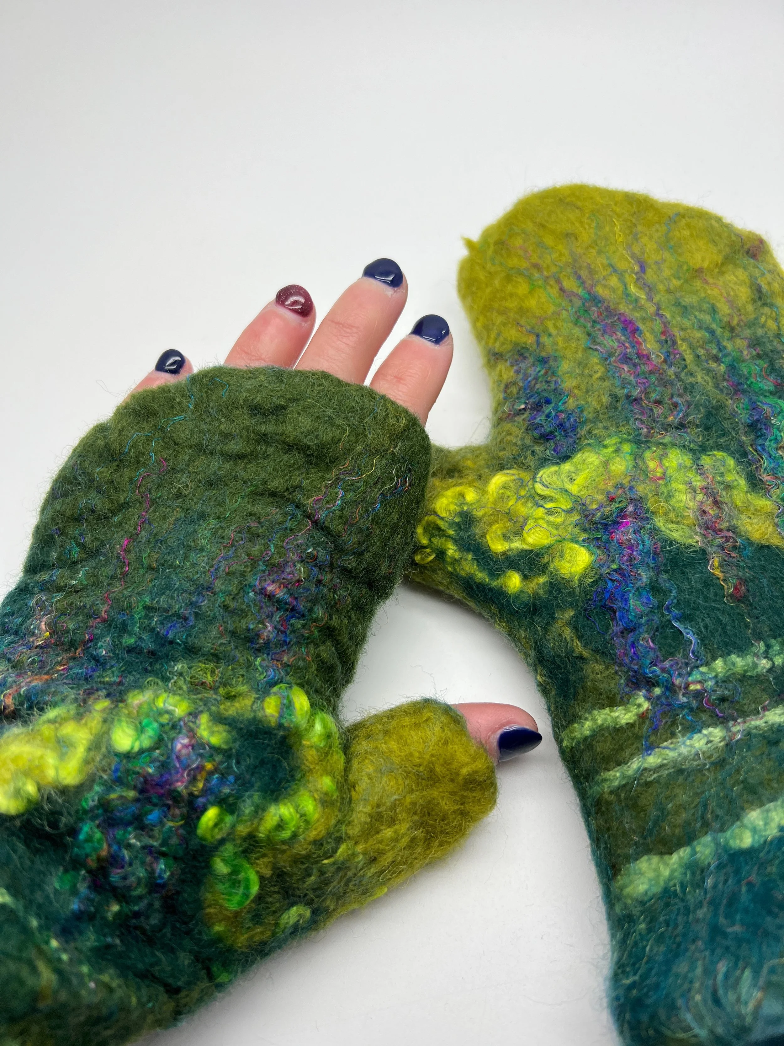 Crafternoon Tea Wet Felted Fingerless Gloves