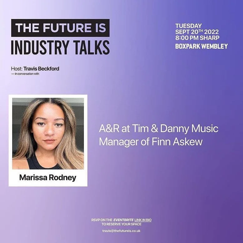 Our very own @m.jcq will be speaking at
@thefutureis_tfi :Industry Talks event coming to Boxpark
Wembley this Tuesday 20th September.
They have an amazing panel consisting of legends,industry leaders and forward thinking visionaries.
Panel:
GFrsh (@g