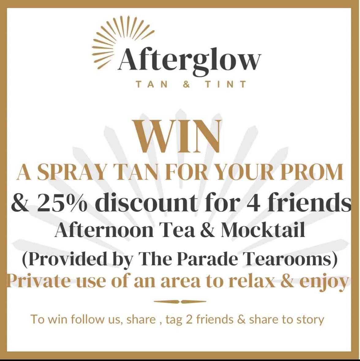 Win a spray tan package for you and your friends for prom! 

Follow us, like this post, and tag 2 friends! Share to your story for an extra entry! The more friends you tag the more chance you have a winning!!!!

If you were wanting to not wait to see