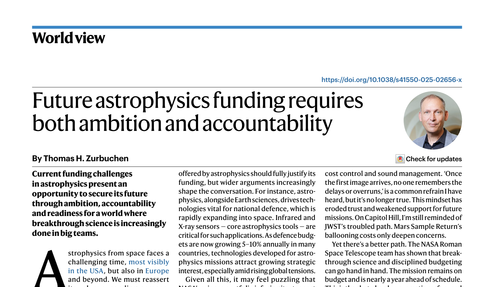 Future astrophysics funding requires both ambition and accountability