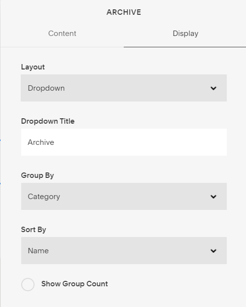 Squarespace archive editor