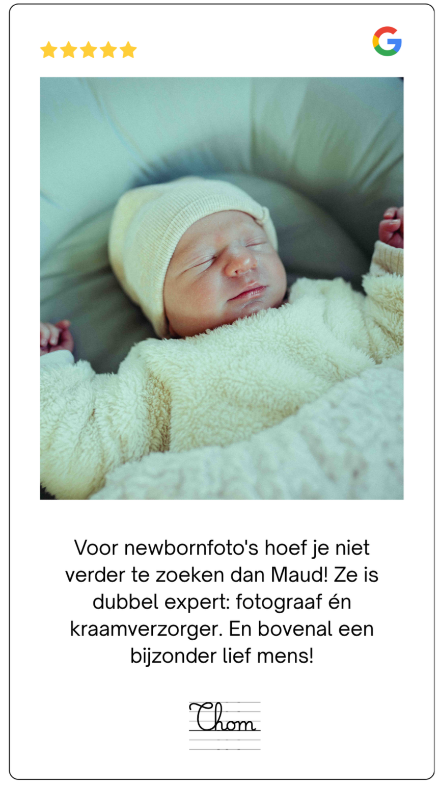 Voor newbornfoto's hoef je niet verder te zoeken dan Maud! Ze is dubbel expert: fotograaf én kraamverzorger. En bovenal een bijzonder lief mens!