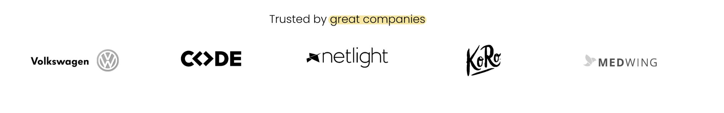 relokate trusted by Koro, medwing, netlight., code and Volkswagen