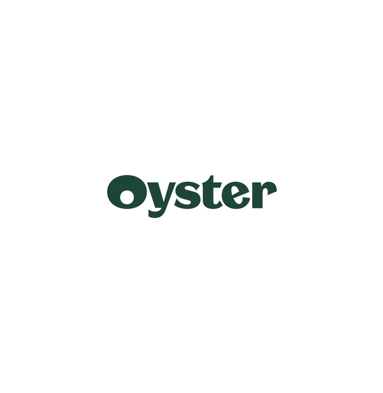 Oyster logo in dark green text on a white background.