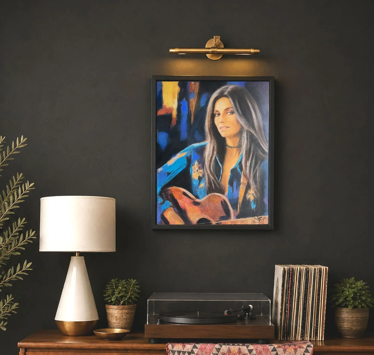 SOLD Original Painting Emmylou Framed 12x16"