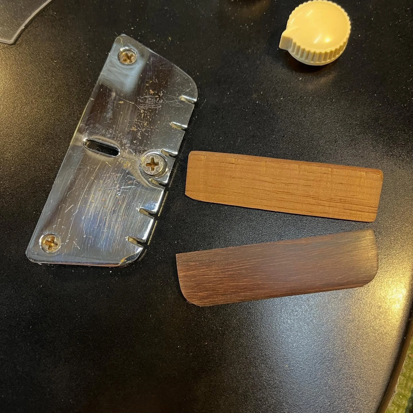 The difference between a repair tech and a luthier? 

Piece of mahogany that&rsquo;ll do the job = tech. Piece of rosewood crafted to look and work like the original = luthier.