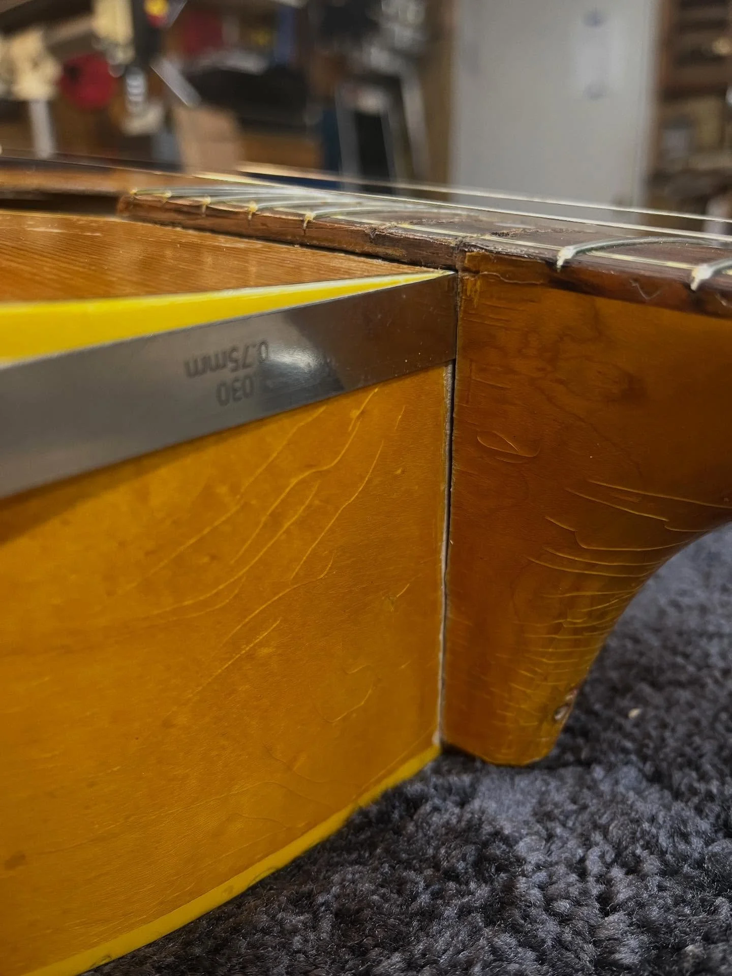 A previous reset left this Grammer with a crooked neck. I&rsquo;m using spacers to determine the thickness of the graft I need to add.