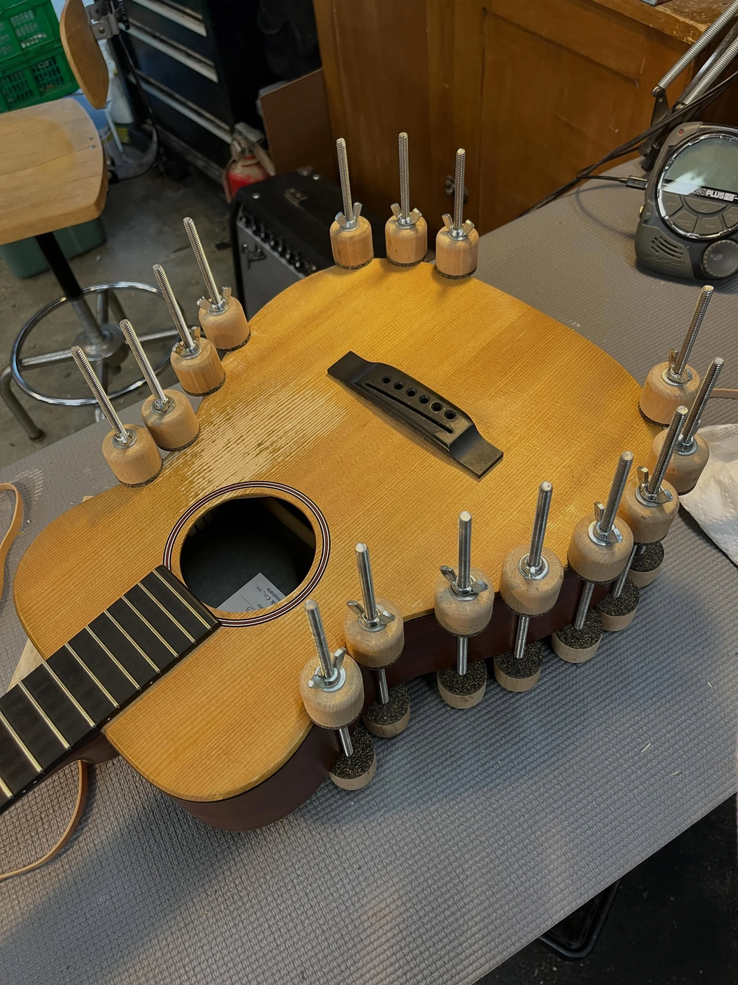 All top and back separations addressed. Tomorrow, cleating the top cracks.