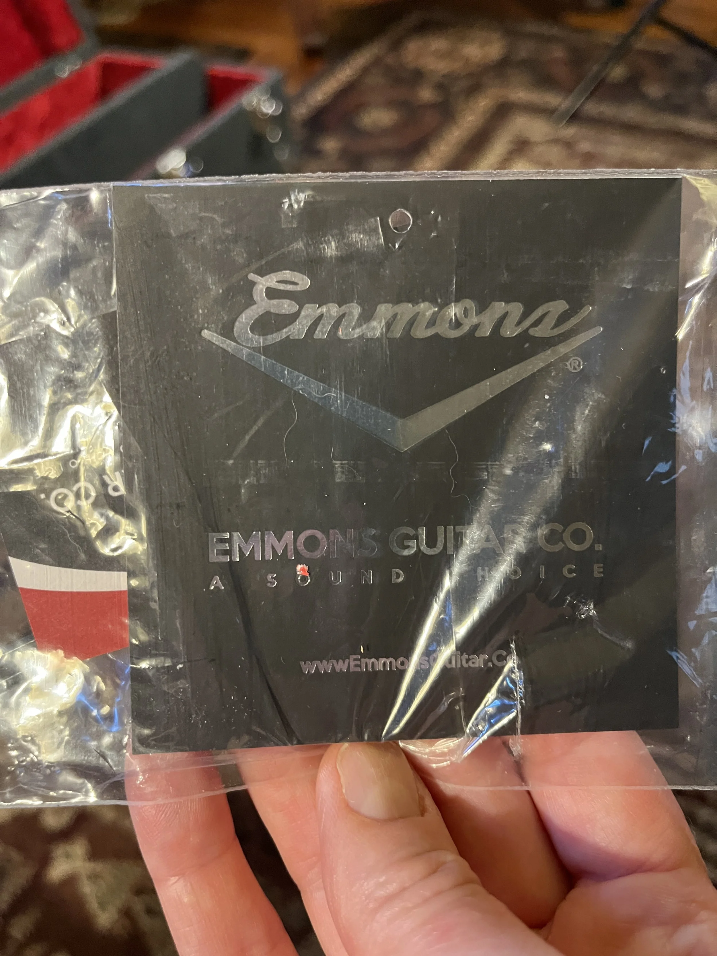 Emmons Resound'65 S10 Pedal Steel hard shell storage tag.
