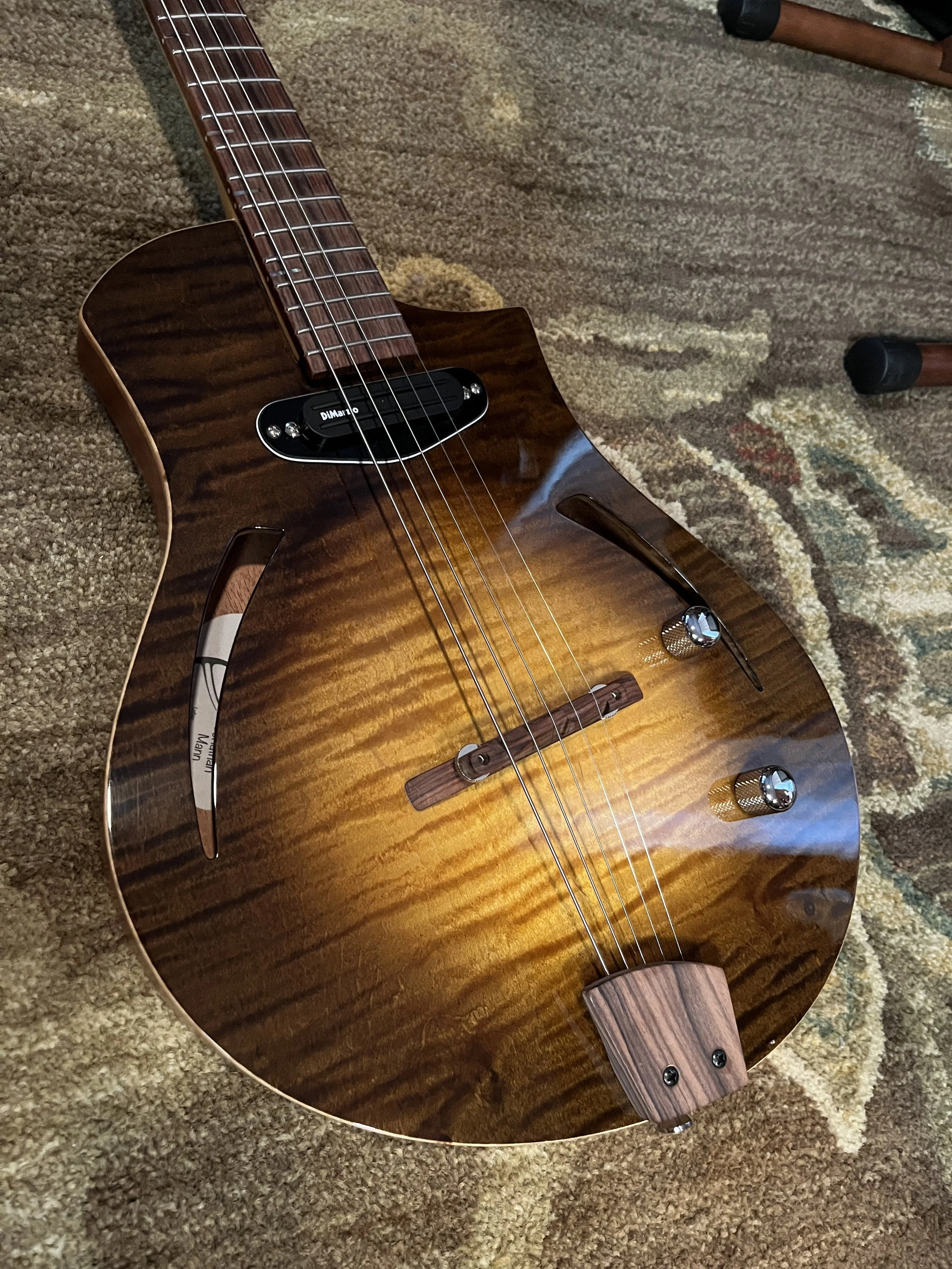 Mann Raven-Mandolin/Mandola closeup of body, front.