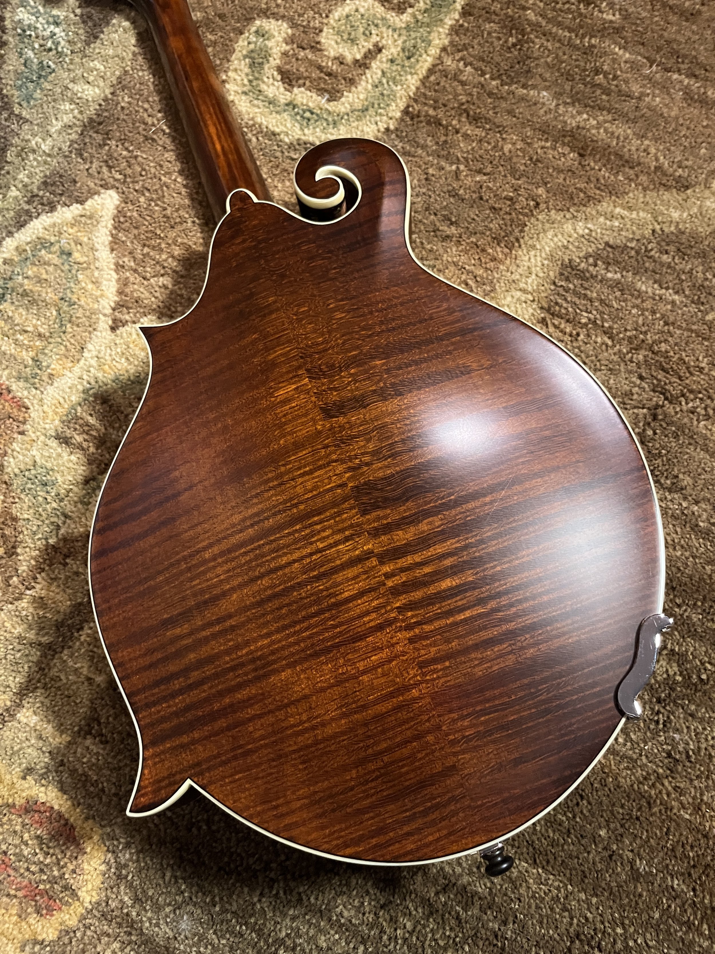 Eastman 715 Mandolin close up of the maple back. (2024, #6 of 15, original run)