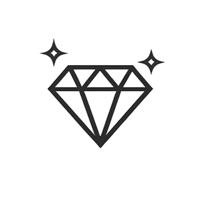 A simple black outline drawing of a diamond.
