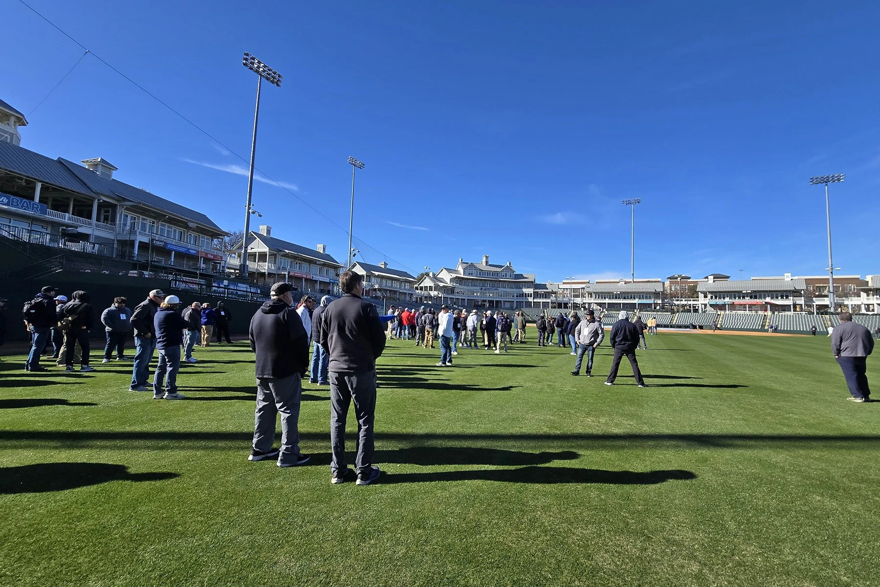 On the field at Rough Riders Stadium