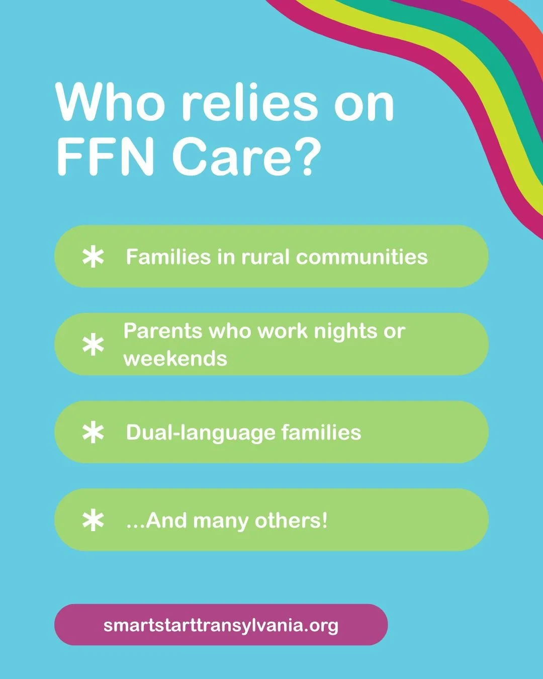Family, Friend, and Neighbor (FFN) home-based care encompasses the largest number of caregivers in the country and yet in North Carolina, it is often excluded from conversations surrounding public policy and funding.

SSTC advocates for a greater all