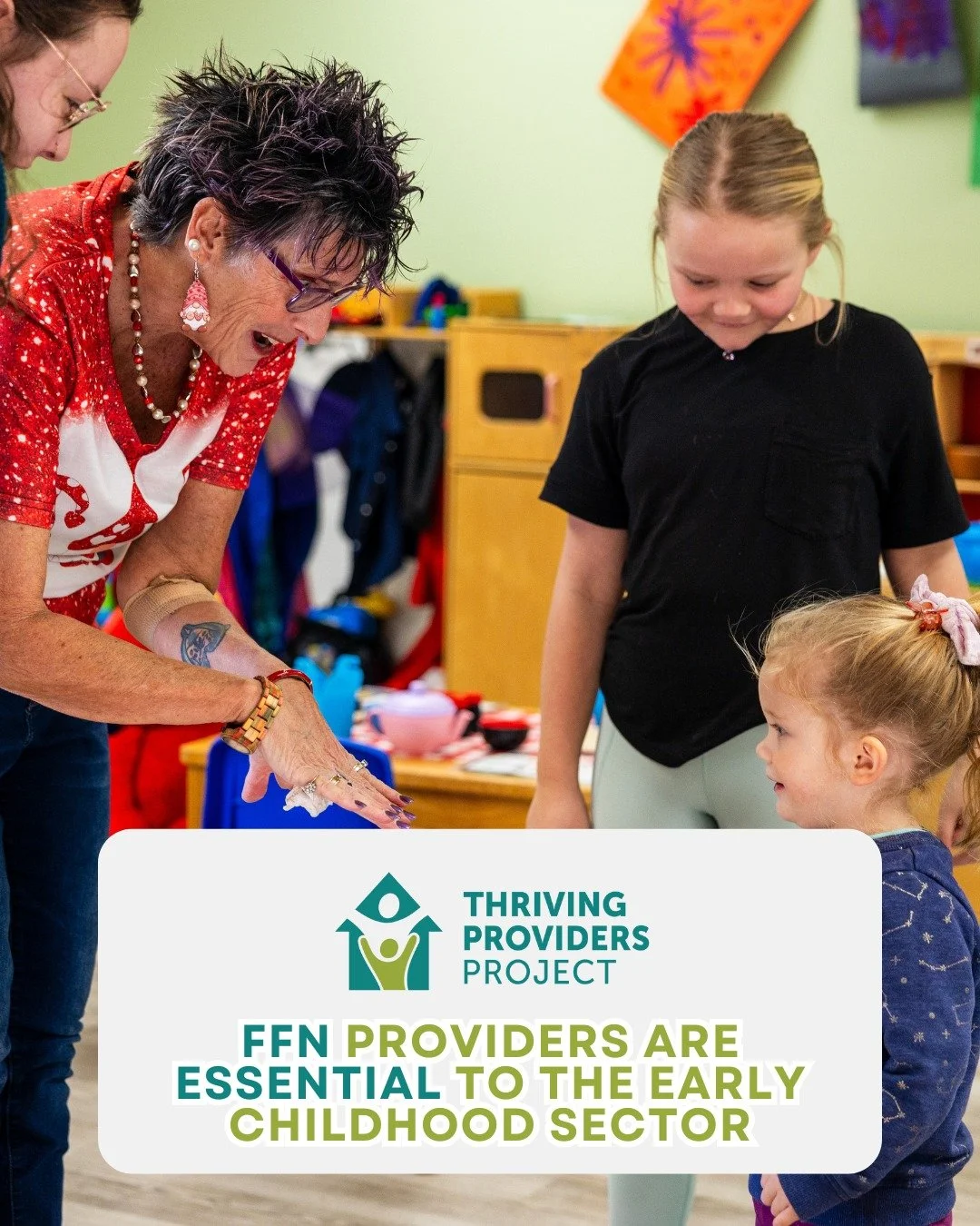 Family, Friend, and Neighbor (FFN) care is relied upon by many, including:

⭐ Families living in rural communities with less access to licensed care centers

⭐ Parents who work non-traditional hours and need care options offered outside of typical bu