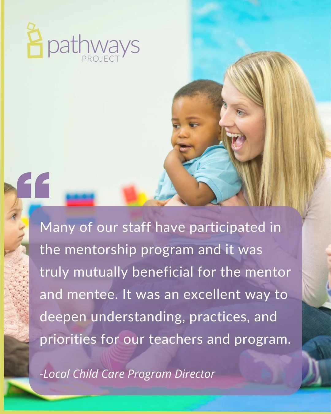SSTC's Pathways Mentorship Program connects a new teacher (with less than 2 years of experience) with a more practiced teacher to receive one-on-one mentorship.

This 6 week program gives early educators the opportunity to reflect critically on their
