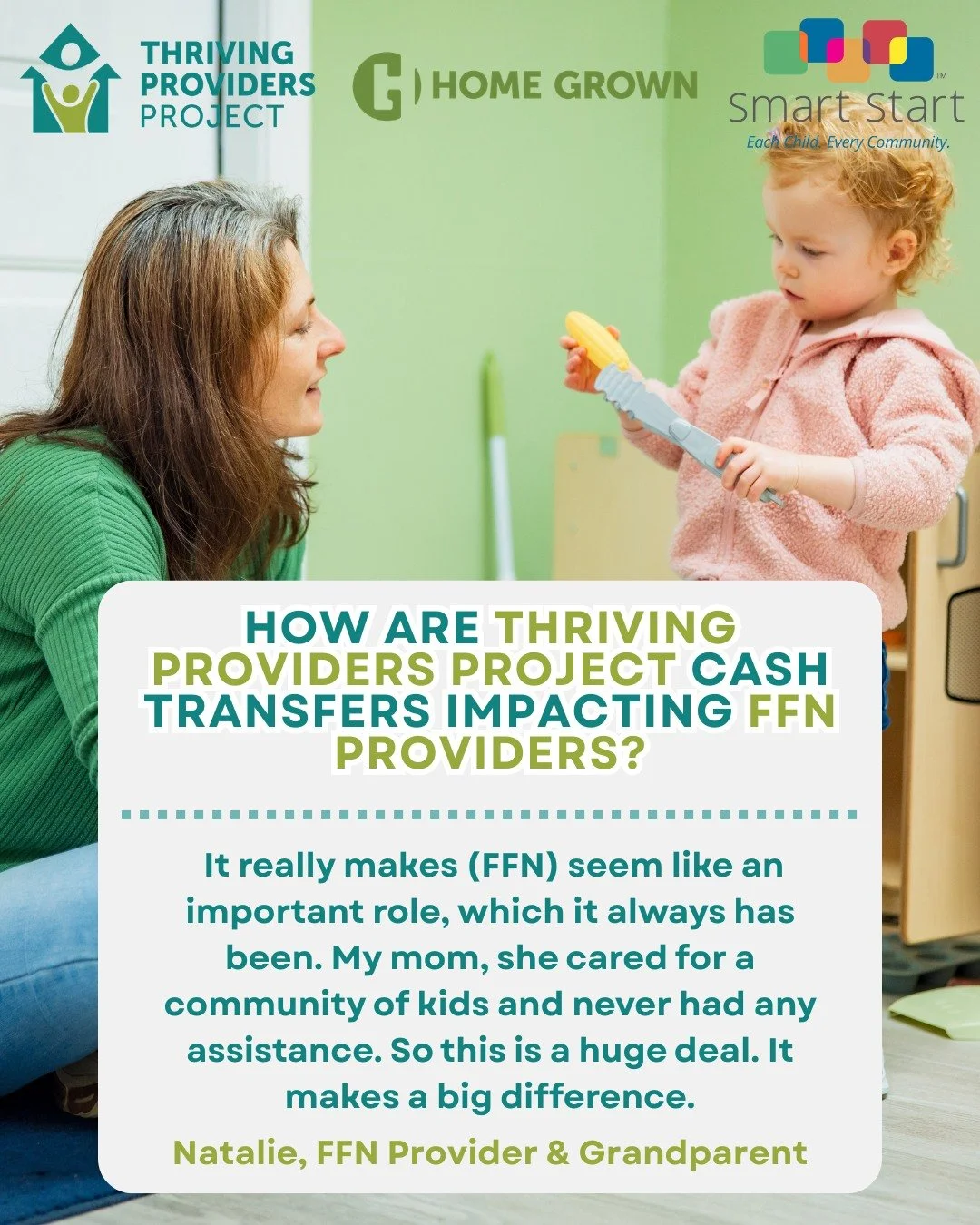 30 home-based caregivers in Transylvania County are currently receiving monthly direct cash transfers through Thriving Providers Project (TPP). Providers are using these funds to assist with the cost of:

💚 Nutritious food
💚 Diapers
💚 Car maintena