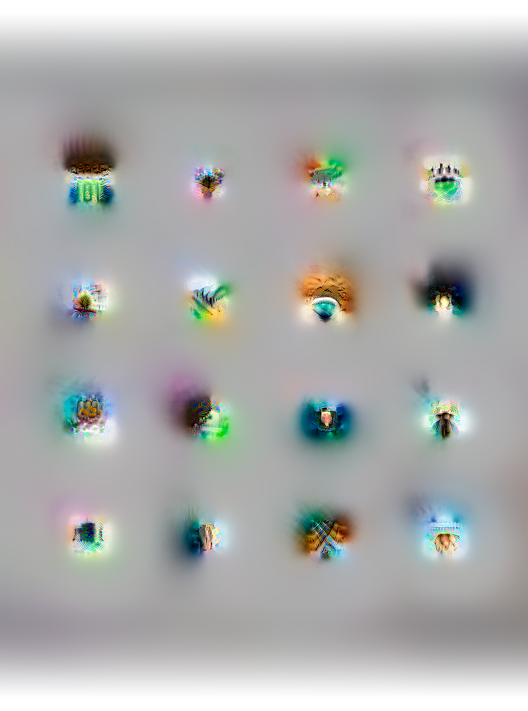 On the 7th floor is the output from the next inception unit, 3b, builds upon 3a with more complex forms, vaguely recognizable quasi-facial features. 