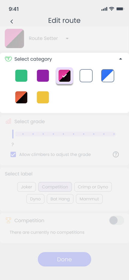 An image displaying a high fidelity wireframe. The edit route screen is shown, highlighting the design element that is being discussed. This is version 3.