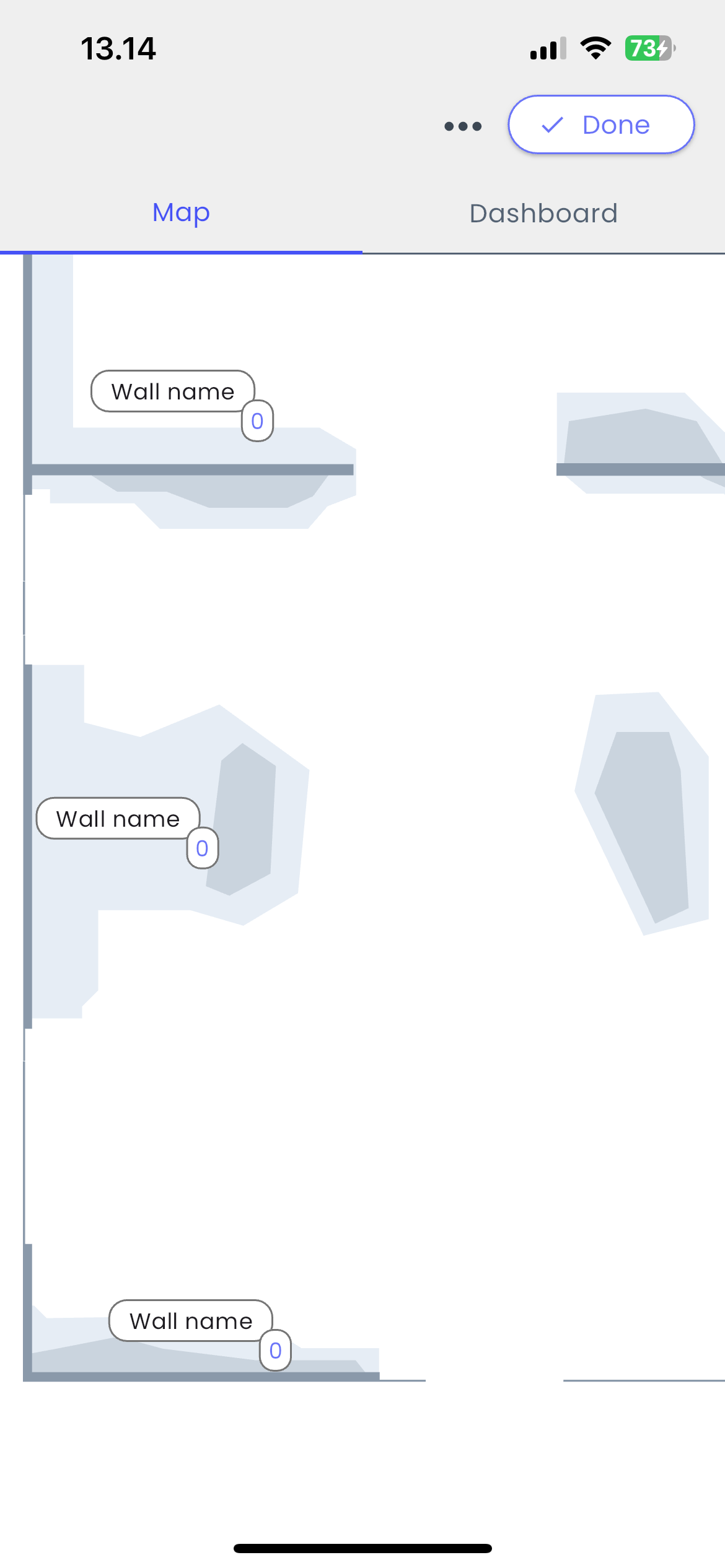 Image showing a high-fidelity wireframe. The wireframe displays a screen with the map design.