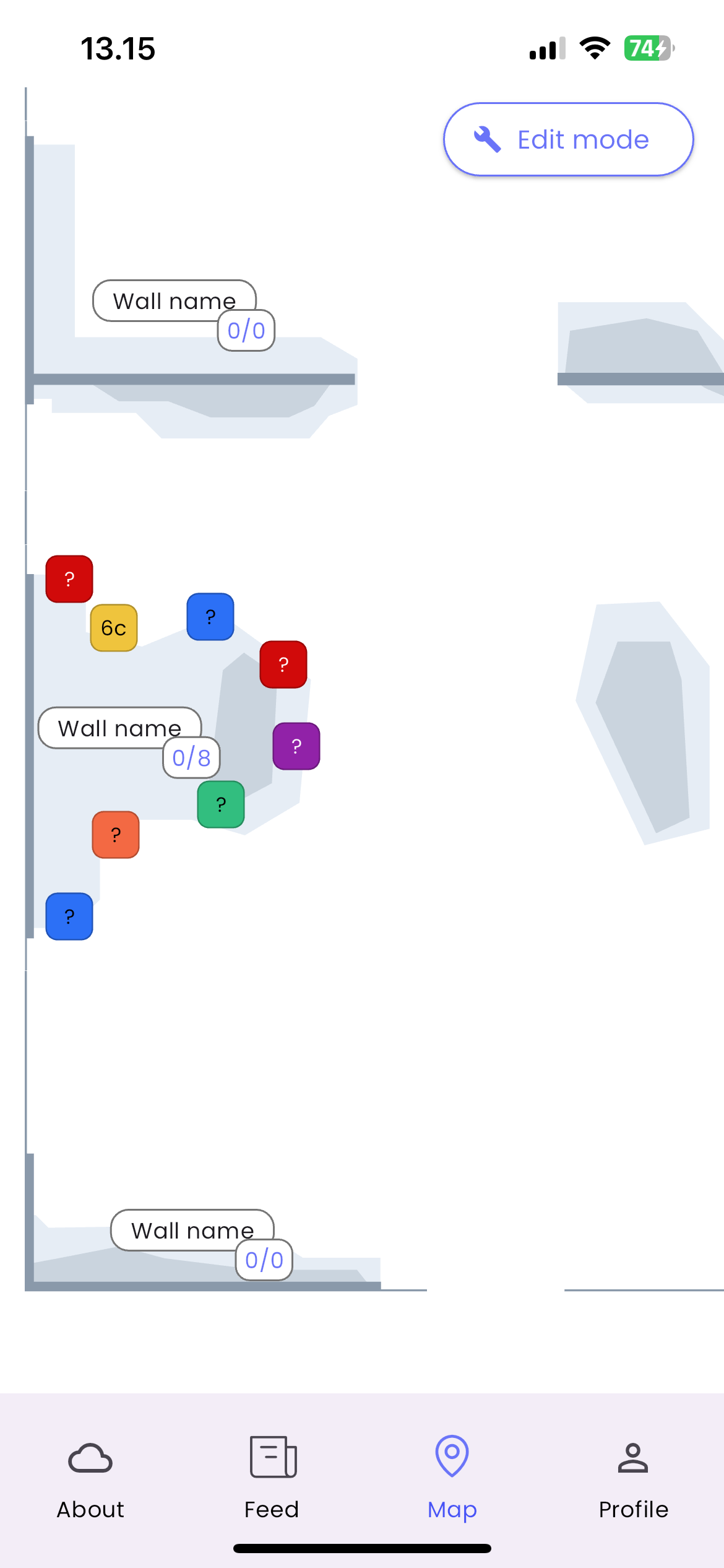 Image showing a high-fidelity wireframe displaying a map with several coloured routes on it.