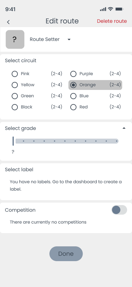 An image showing a mid-fidelity wireframe. The wireframe shows an alternative route edit page.
