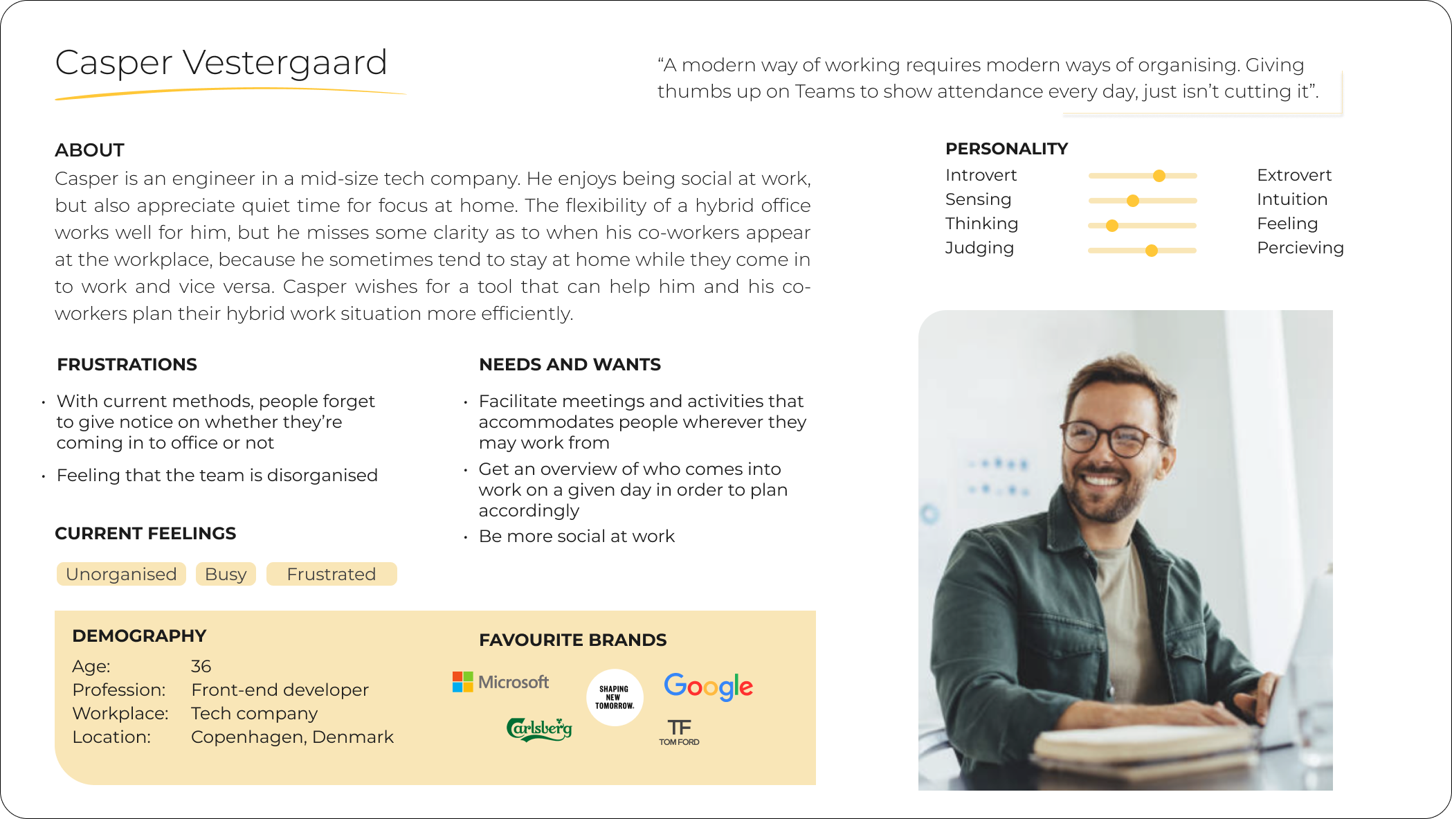 A persona based on the most common findings through research