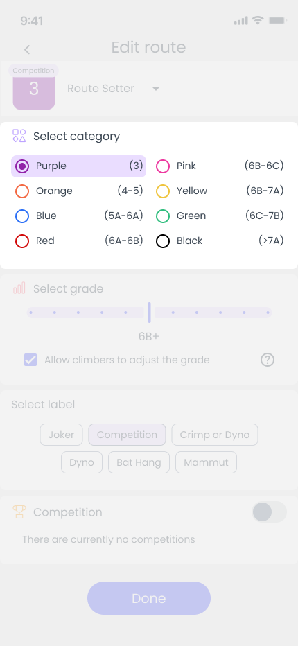 An image displaying a high fidelity wireframe. The edit route screen is shown, highlighting the design element that is being discussed. This is version 1.
